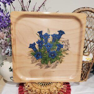 Platex Wood Tray Reuge Ste-Croix Swiss Made Flowers Square No. 29-29